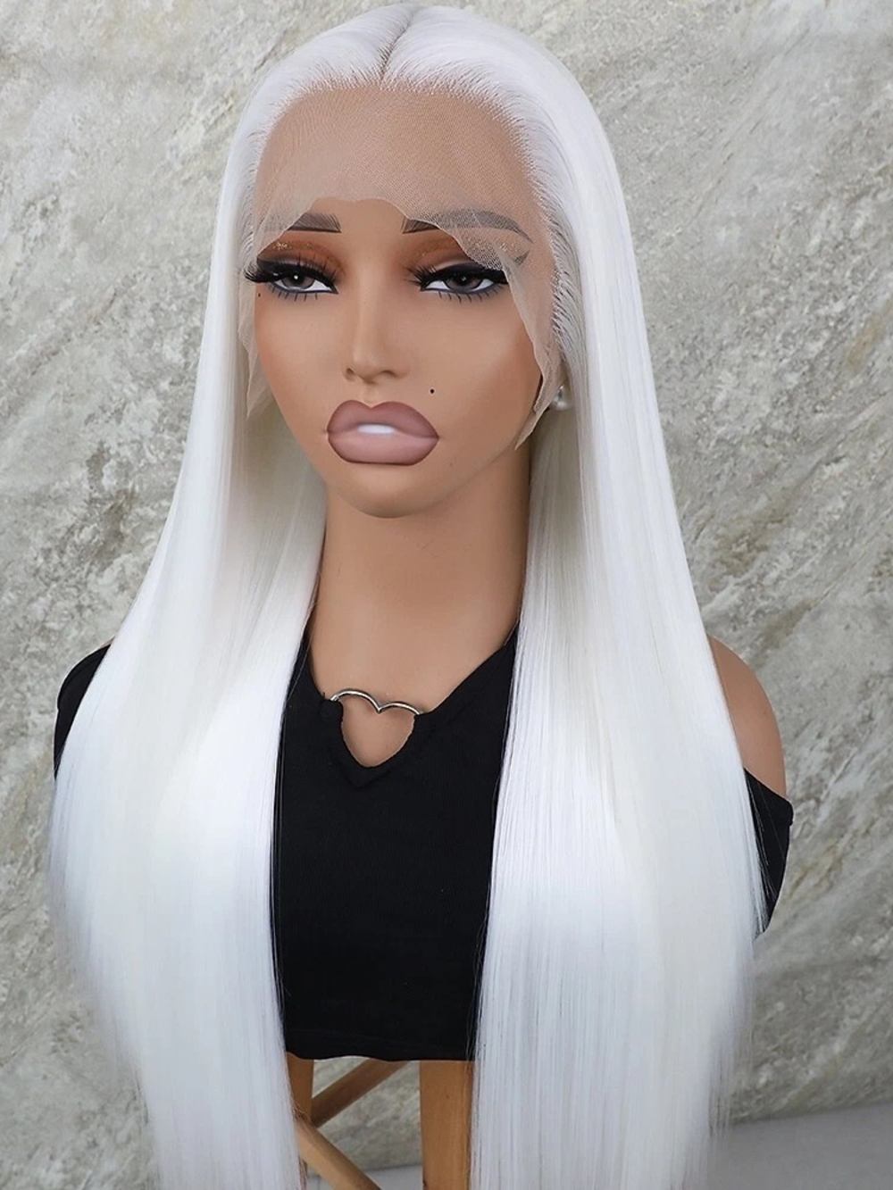 Gianna Long White Lace Front Straight Synthetic Wig - 40 Inch